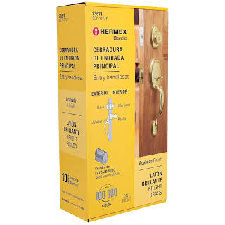 Cerradura De Gatillo Entrada Principal Laton Brillante Hermex-basic  Cep-11pjp (23671)