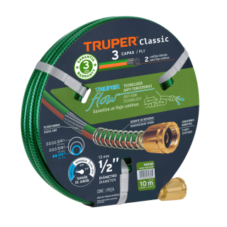 MANGUERA REFORZADA 3 CAPAS 1/2 " X 10MT TRUPER MAN-10X1/2R