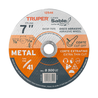 Disco Corte Metal Fino 7" Truper Dicof-7015