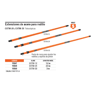 Extension Metalica Para Rodillo De 3mts. Truper Extm-30
