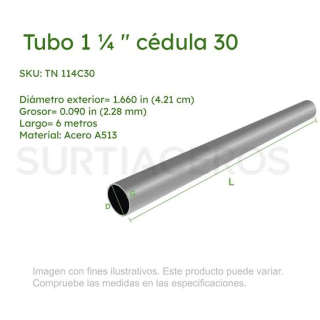 Tubo Galvanizado C-30 De 1-1/4" X 6mts