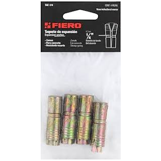 Bolsa De 4 Taquetes Expansivos De 1/4" Sin Tornillo Para Broca De 1/2" Fiero Tae-1/4
