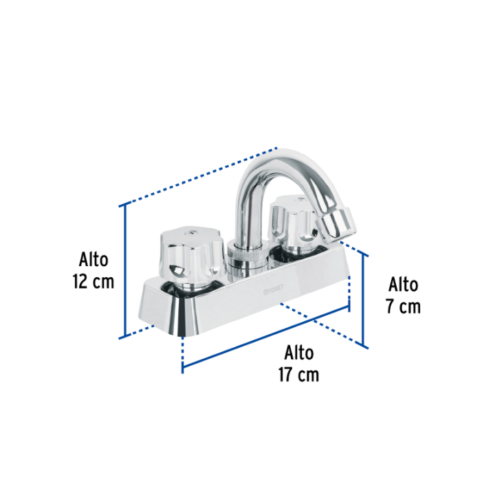 Mezcladora Para Lavabo  4" De Abs Cuello Curvo Maneral  Hexagonal Foset Mp-050