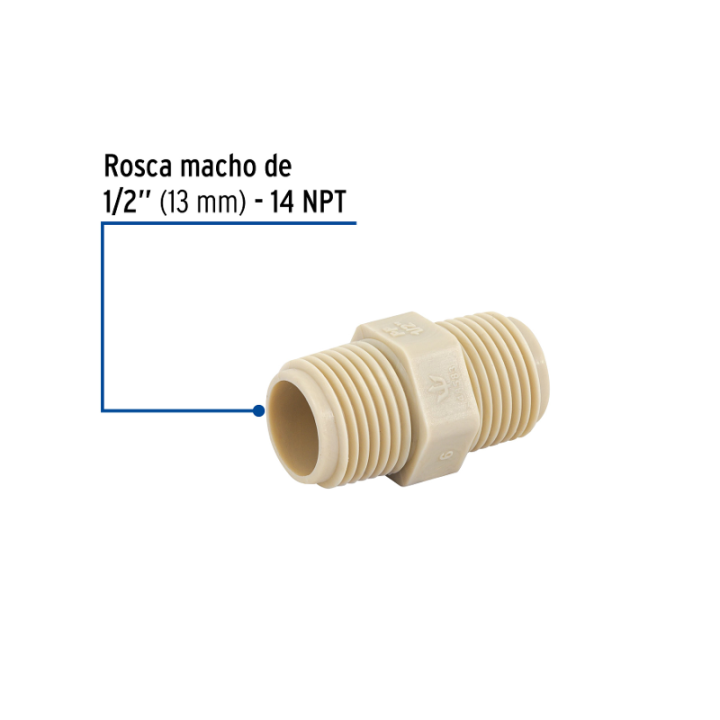 Niple Cuerda Corrida De 1/2" Polipropileno Foset Cm-471